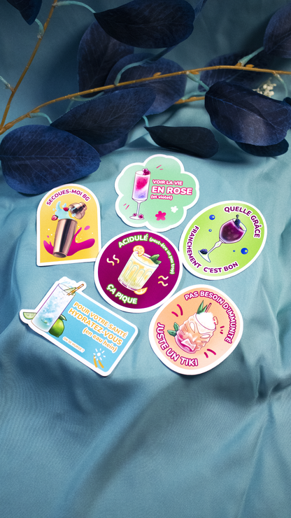 Pack 6 stickers : Palette de cocktails