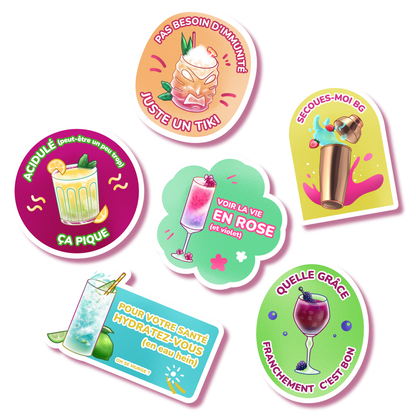 Pack 6 stickers : Palette de cocktails