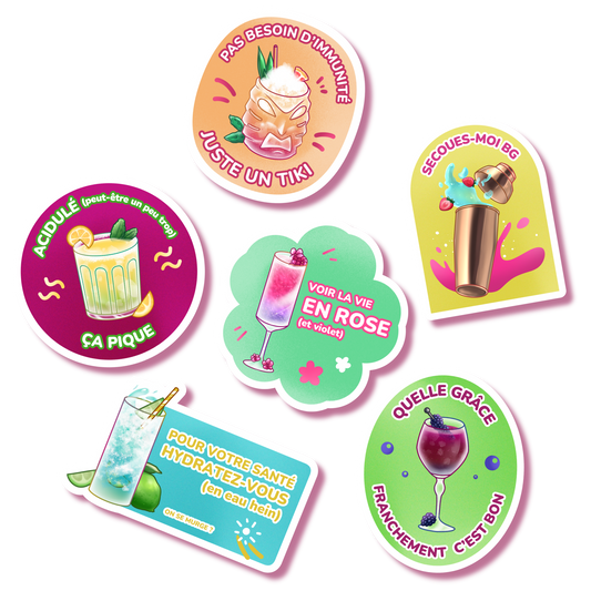 Pack 6 stickers : Palette de cocktails